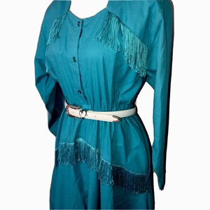 teal fringe dress