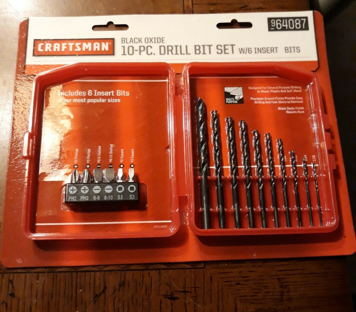 Craftsman 10 Pc. Drill Bit Set 6 Insert Bits 64087 for sale online | eBay