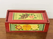 Antique Primitive Hand Painted Asian Box 