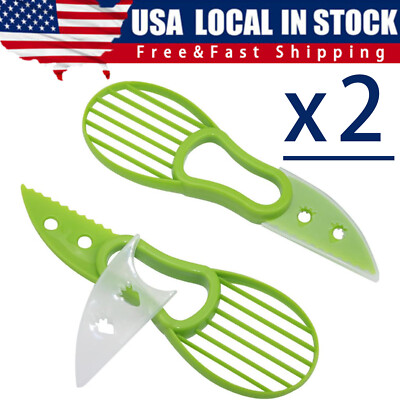 2pcs Avocado Cutter Slicer Kitchen Tool Fruit Peeler Separator Green Corer Knife
