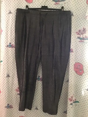 Pantalon Noir Argenté Monoprix Femme Taille 46. Deux Poches Sur Le Côté - Photo 1/4