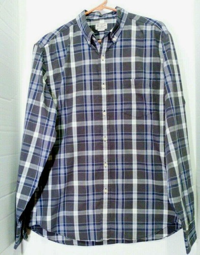 J. Camicia Crew Qualità Tessuto Uomo Tg L -Blu Plaid - Maniche Lunghe 100% Cotone - Foto 9 di 9