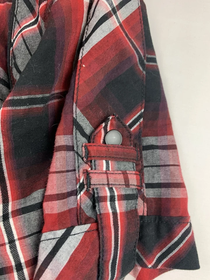 Camisa De Colección Helix Para Hombre Talla XXL Abotonada Manga Corta Diseño A Cuadros Roja Y2K Foto 2 de 4