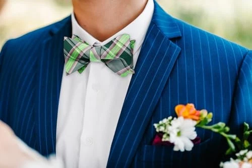 Bow Ties for Men Check Plaid Self Tie Bow Tie and One Size D-04 Green/Grey - Image 3 of 4