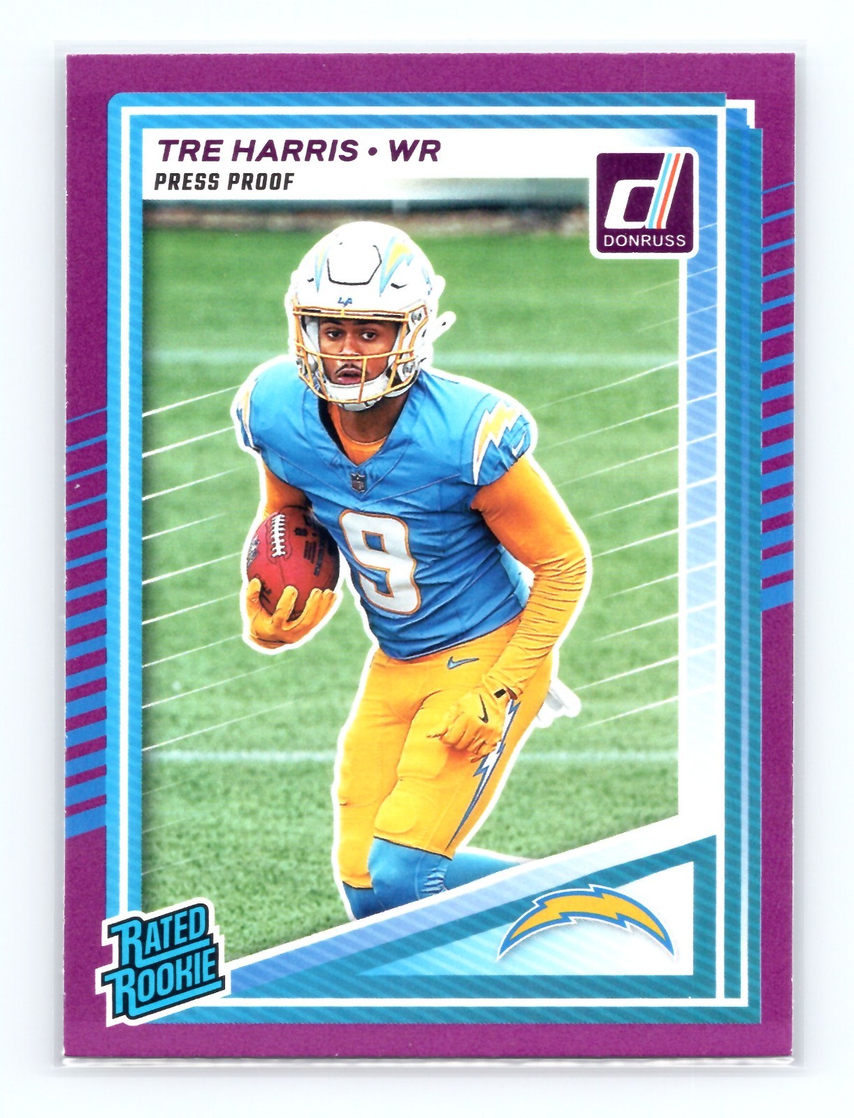 Tre Harris Rated Rookie Press Proof Purple 2025 Panini Donruss #329 Chargers