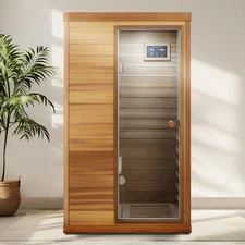 Red Cedar 1 Person Far Infrared Sauna Room Personal Indoor Sauna Detox Spa 1050W