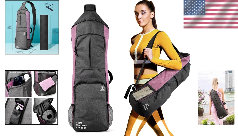 Elegante bolsa de esterilla de yoga con bolsillos grandes y portabotellas de agua - Diseño duradero Foto 2 de 4