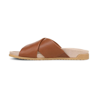 Vionic Etna Slide Sandals Women's 7.5 M Tan Leather Comfort Arch Support