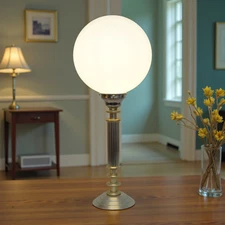 Exclusive Art Deco Table Lamp "BIG MOON" Berlin Brass Lamp Matt Nickel