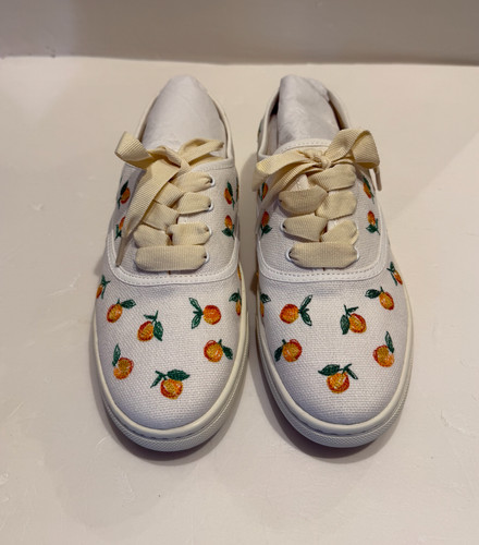 NEW Soludos Lace-Up Embroidered Sneakers Womens Size 7.5 White Floral Ibiza RARE