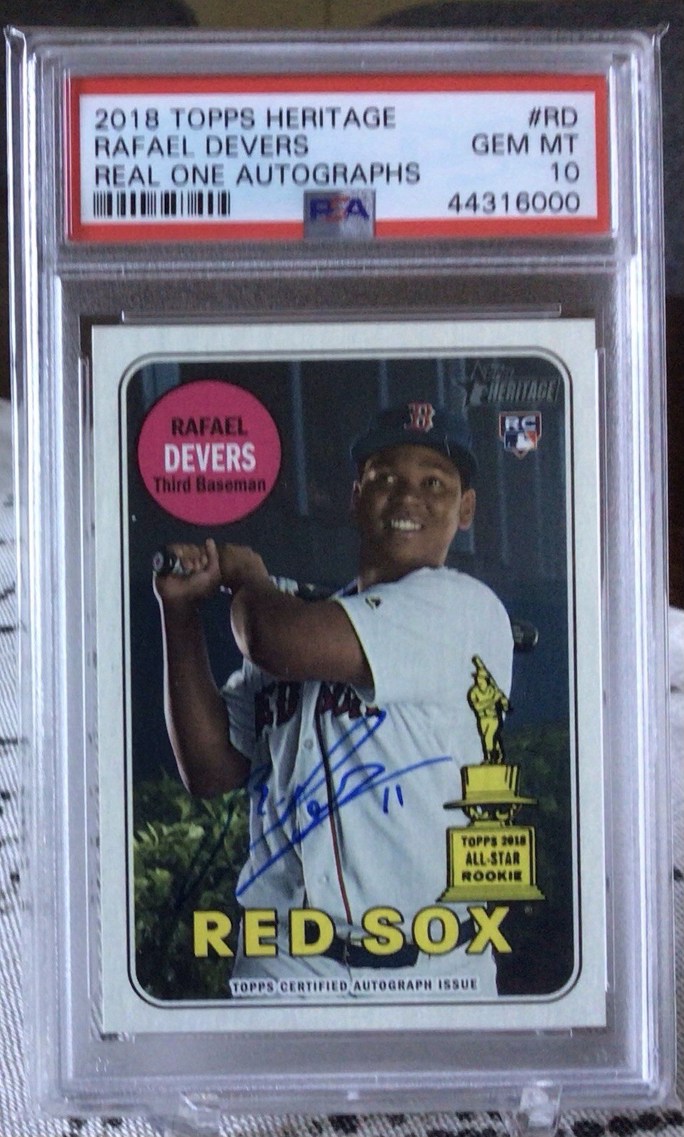 2018 Topps Heritage Rafael Devers Real One Auto RC ROA-RD PSA 10 GEM MINT