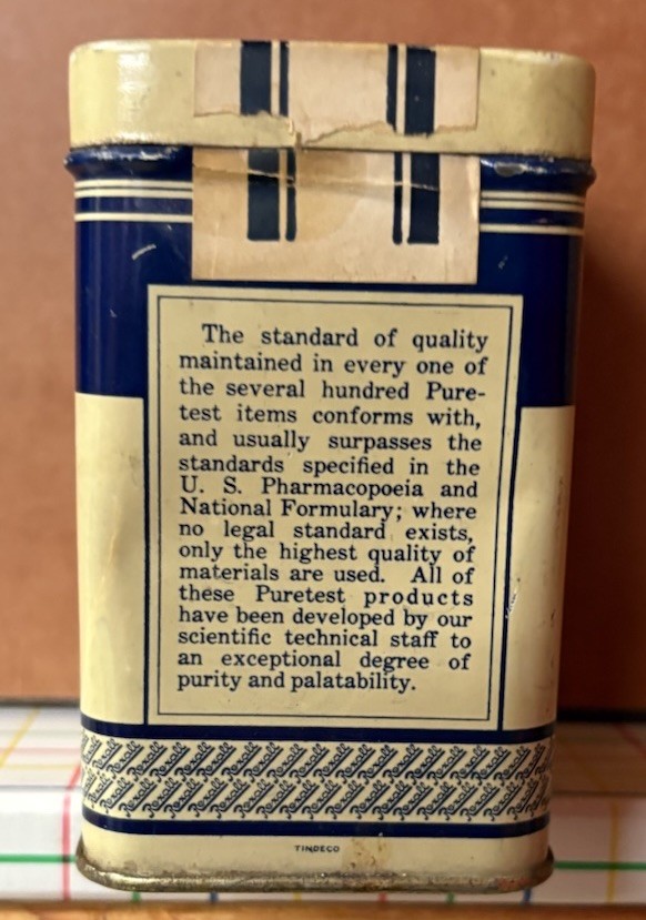 REXALL Puretest Epsom Salt Empty Tin Rexall Store United Drug Company