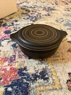 Vintage Pyrex Terra Casserole Dish Black Covered Atomic Rings 2.5 Quartz