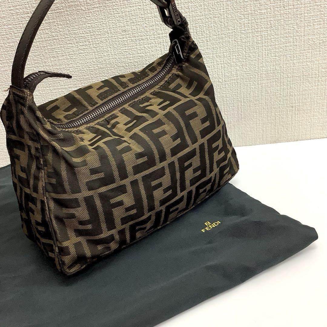 FENDI FF Zucca pattern brown handbag with leather handles PCB5UT