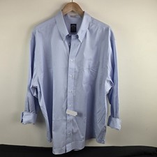 Brooks Brothers Dress Shirt Mens 18.5 34/35 Blue Long Sleeve Solid Supima Cotton