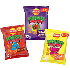 14x Bags Monster Munch - Choose 2 Flavours from Beef, Pickled Onion & Flamin Hot