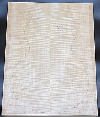 Figured 4A Curly Maple Droptop Glued Guitar Luthier Wood (21'' x 16'' x 7/16'')