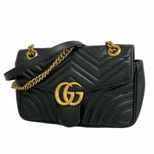 Gucci GG Marmont Leather Shoulder Bag Black Gold Hardware 443497 #RC06282