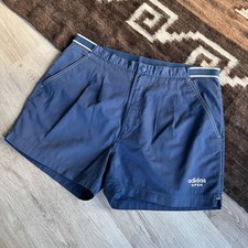 Adidas Open Tennis Vintage 80s Shorts Navy Blue Size W34 Pleated Retro Sport