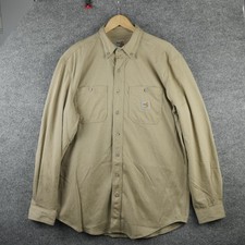 Carhartt Shirt Mens M Beige FR Force Button Down Long Sleeve Flame Resistant