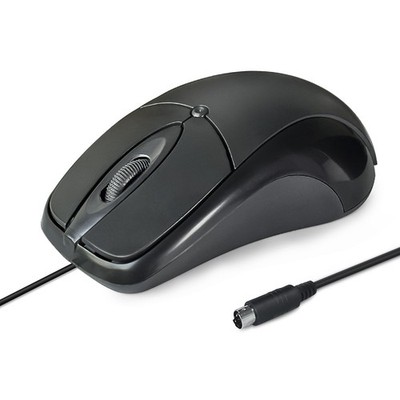 Black Wired PS/2 Optical Mouse 1000 DPI Resolution 3 Buttons 5ft Cable