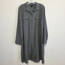 J. Jill WearEver Collection Womens Button Up Long Sleeve Shirt Dress Size XL