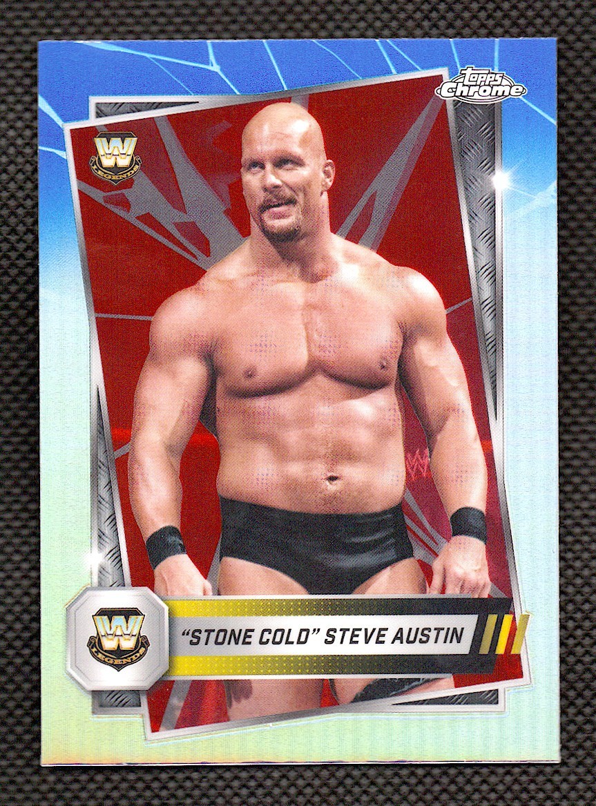 2025 Topps Chrome WWE "Stone Cold" Steve Austin #6 Red & Blue Refractor