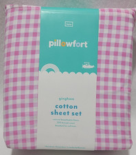 3 pc Pillowfort 220 TC 100 Cotton Gangham Twin Sheet Set Kids/teens/adult