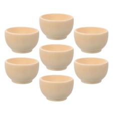 7 Pcs Children's Wooden Bowl Unfinished Bowls Small Round Blank DIY