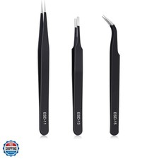 3PCS Precision Tweezers Set, Upgraded Anti-Static Stainless Steel of Tweezers...