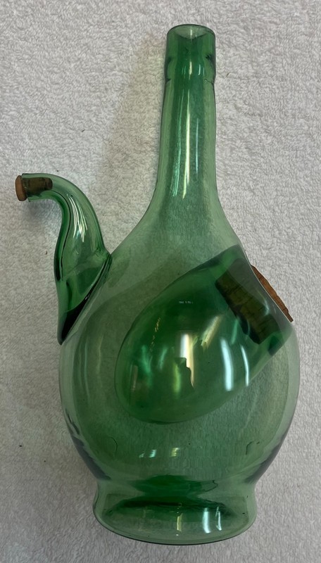 Vintage 1970s hand blown Italian wine decanter with ice chamber with 2 corks