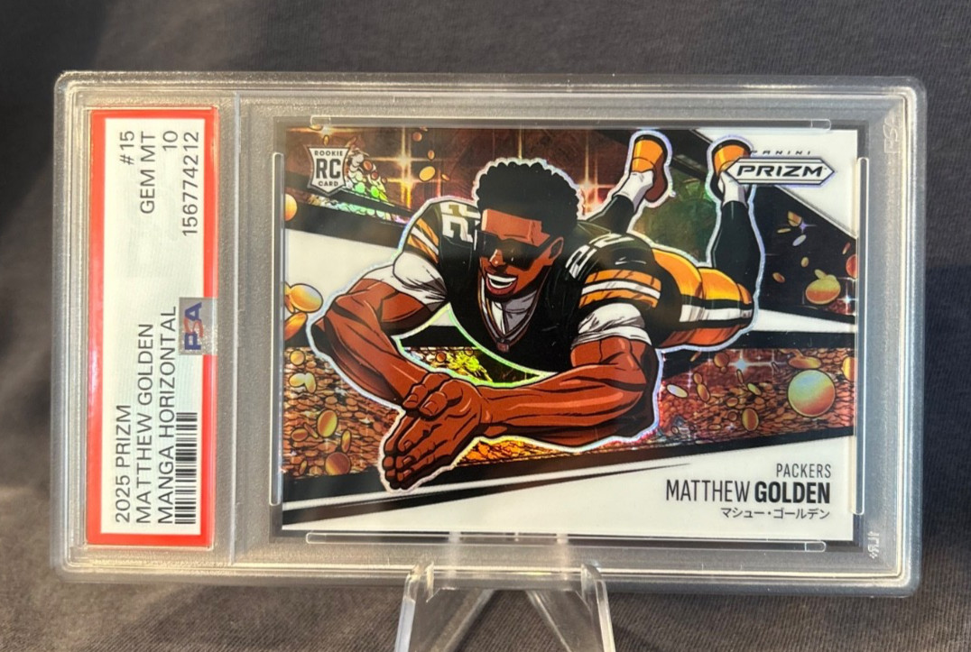 2025 Prizm Football Matthew Golden Manga Rookie #15 PSA 10 Gem Mint Packers