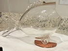 Vtg Mid Century Blenko Style Art Glass Hand Blown Clear Fish Vase Bowl Terrarium