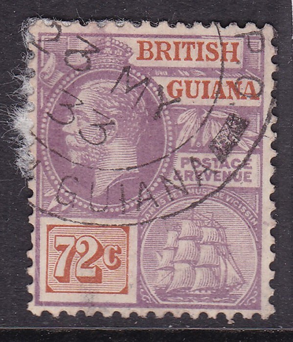 BRITISH GUIANA ^^^1921  RARER  sc#200   used   CLASSIC( 72c  SHIP) @xdco3742guya