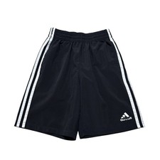 adidas Youth Boys Striped Athletic Shorts Black Size Medium 21 x 7 FLAWED