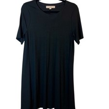 LOFT Petites Black Short Sleeve A-Line T-Shirt Dress Medium Petite