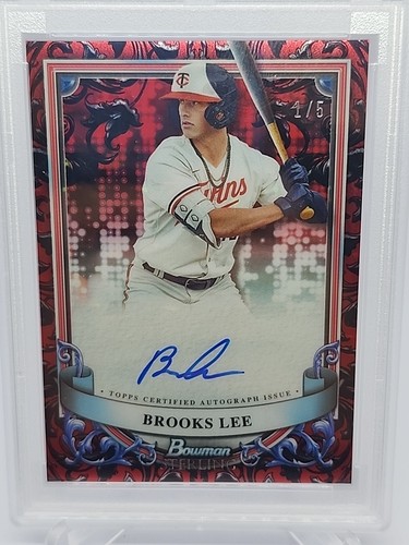 Brooks Lee [Red Scintillate] #PA-BL 2024 Bowman Sterling Prospect Autograph card