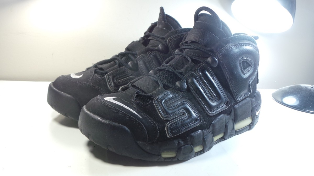 2017 NIKE AIR MORE UPTEMPO X SUPREME 902290 001 BLACK 9 HUARACHE