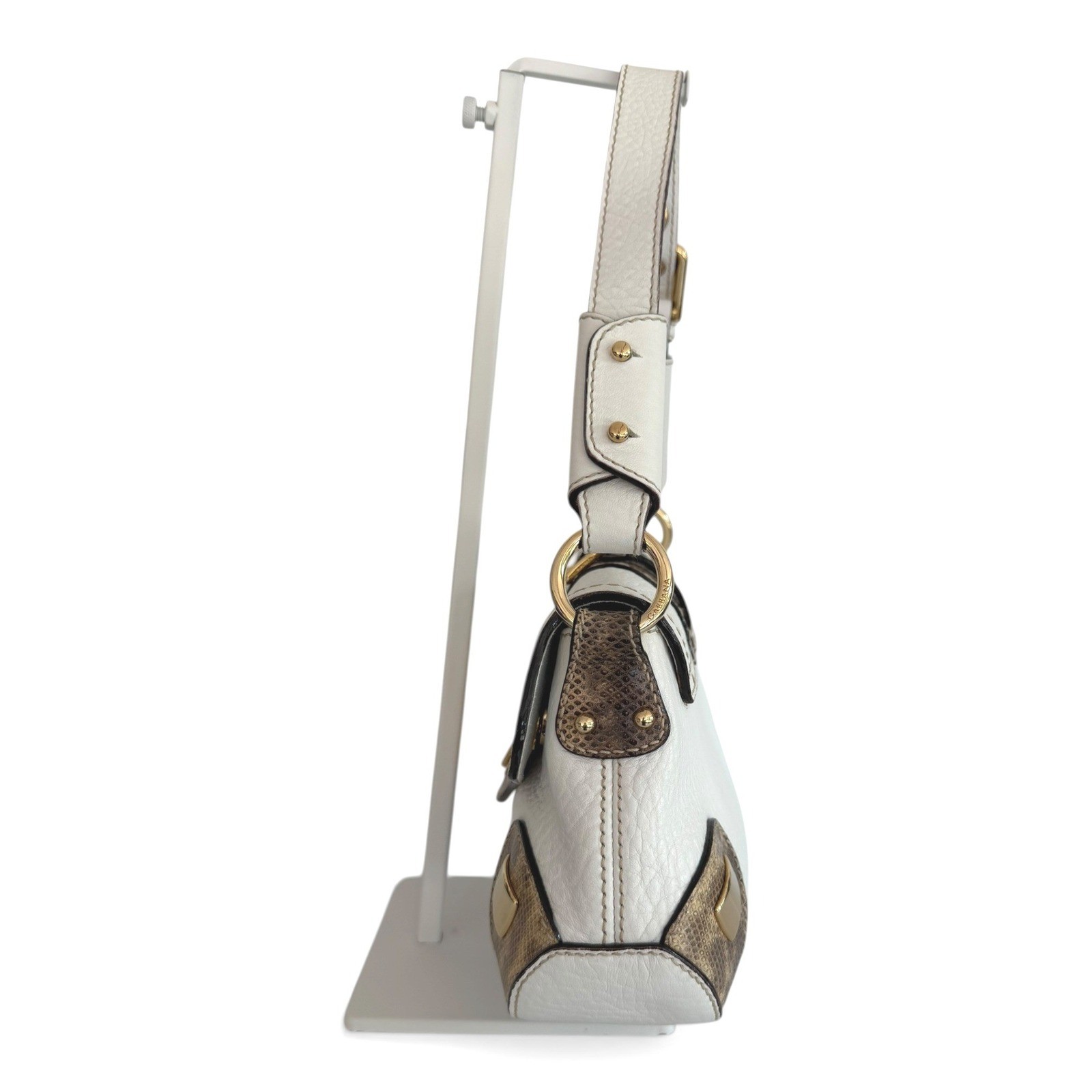 Dolce & Gabbana Vintage Y2K D-Ring Shoulder Bag White Leather & Python — image 3