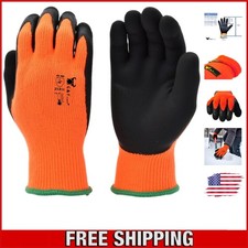 High Visibility Winter Work Gloves - Cold Weather Insulated Grip, Size Large
