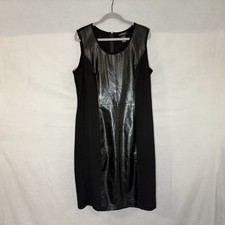 Ashro Black Sleeveless Dress Size XL Faux Leather Panel Sexy Little Black Dress