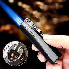 Free Name engrave Triple JET BLUE FLAME LIGHTER  WINDPROOF TRIPLE Fire  #07