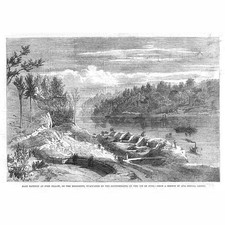 AMERICAN CIVIL WAR Main Battery at Fort Pillow - Antique Print 1862