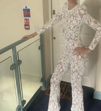 Nadine Merabi Bella White Jumpsuit S BNWT