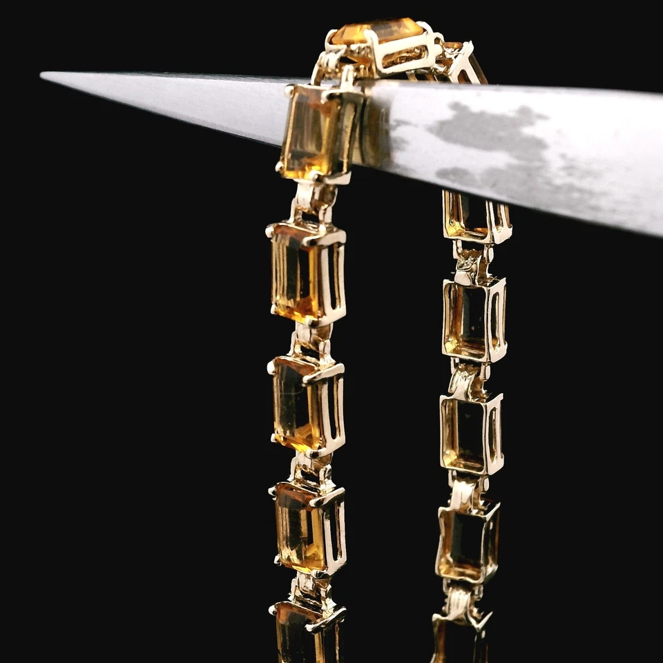 "Pulsera tenis topacio amarillo oro amarillo 14 quilates - 7,32 g (4,7 DWT) - 6""" Foto 2 de 4