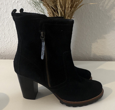 Tommy Hilfiger Damen Wildleder-Stiefeletten Schwarz Blockabsatz RV EU 41