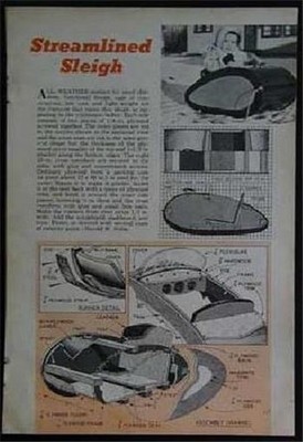 Tear Drop Sleigh Snow Sled 1949 How-To build PLANS child
