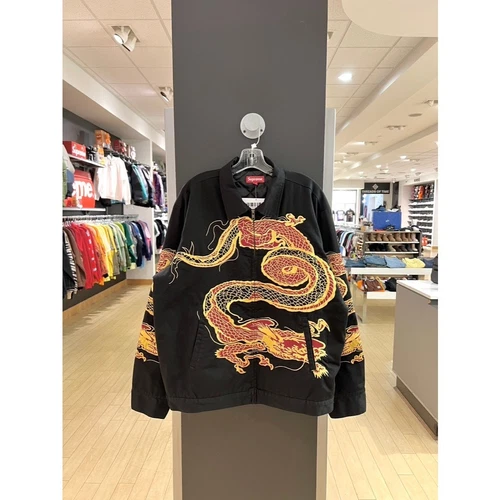 Taille XL Veste de travail dragon chinois suprême noir/rouge FW18 Nouvel An lunaire
