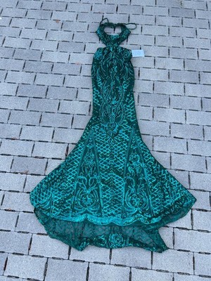Alamour The Label Mermaid Dress Womens XS Green Floral Sequin Sweetheart  Neck | eBay