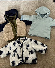 Mixed Brand Baby Hooded Fleece/Sherpa Lined Jacket Bundle 0-3 Months Green/Navy